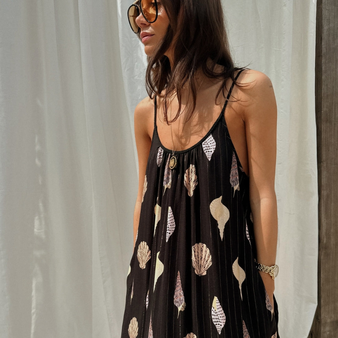 NEVER FULLY DRESSED Black Shells Maxi Dress