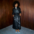 NEVER FULLY DRESSED Black Embroidered Vegan Leather Trench Coat