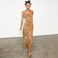 NEVER FULLY DRESSED Gold Plisse Luna Dress