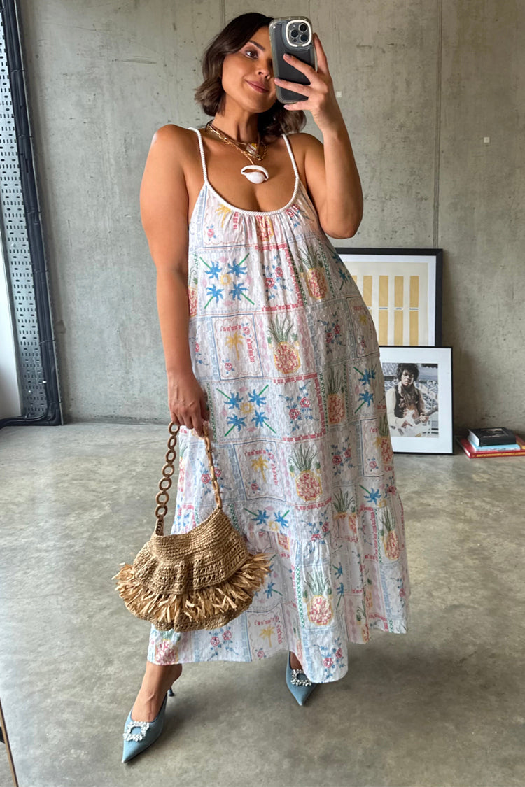 NEVER FULLY DRESSED White Island Cross Stitch Maxi Dress
