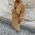 NEVER FULLY DRESSED Gold Plisse Dress