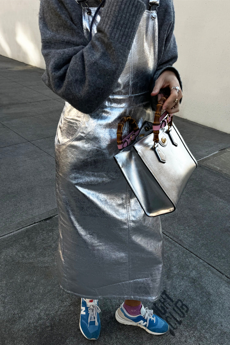 NEVER FULLY DRESSED Silver Pinafore Dress
