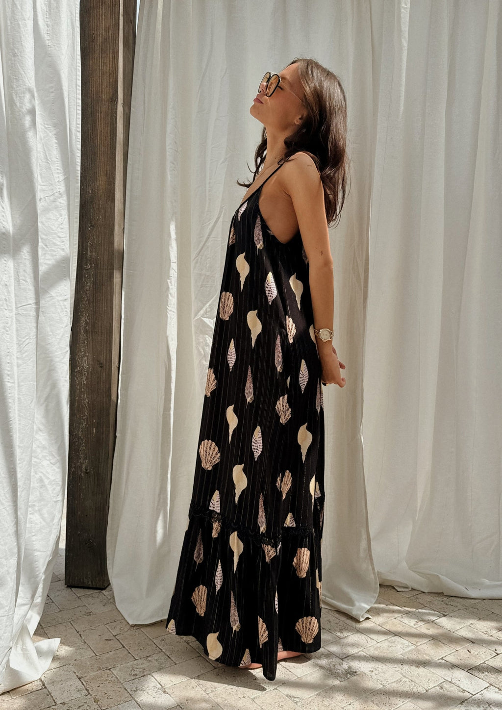 NEVER FULLY DRESSED Black Shells Maxi Dress