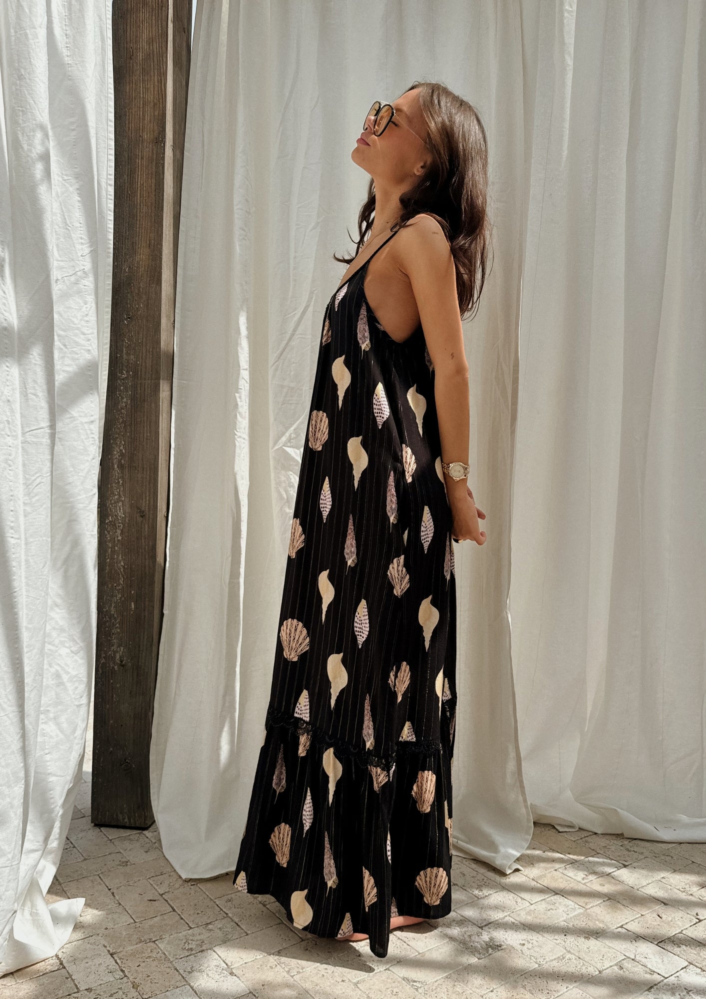 NEVER FULLY DRESSED Black Shells Maxi Dress