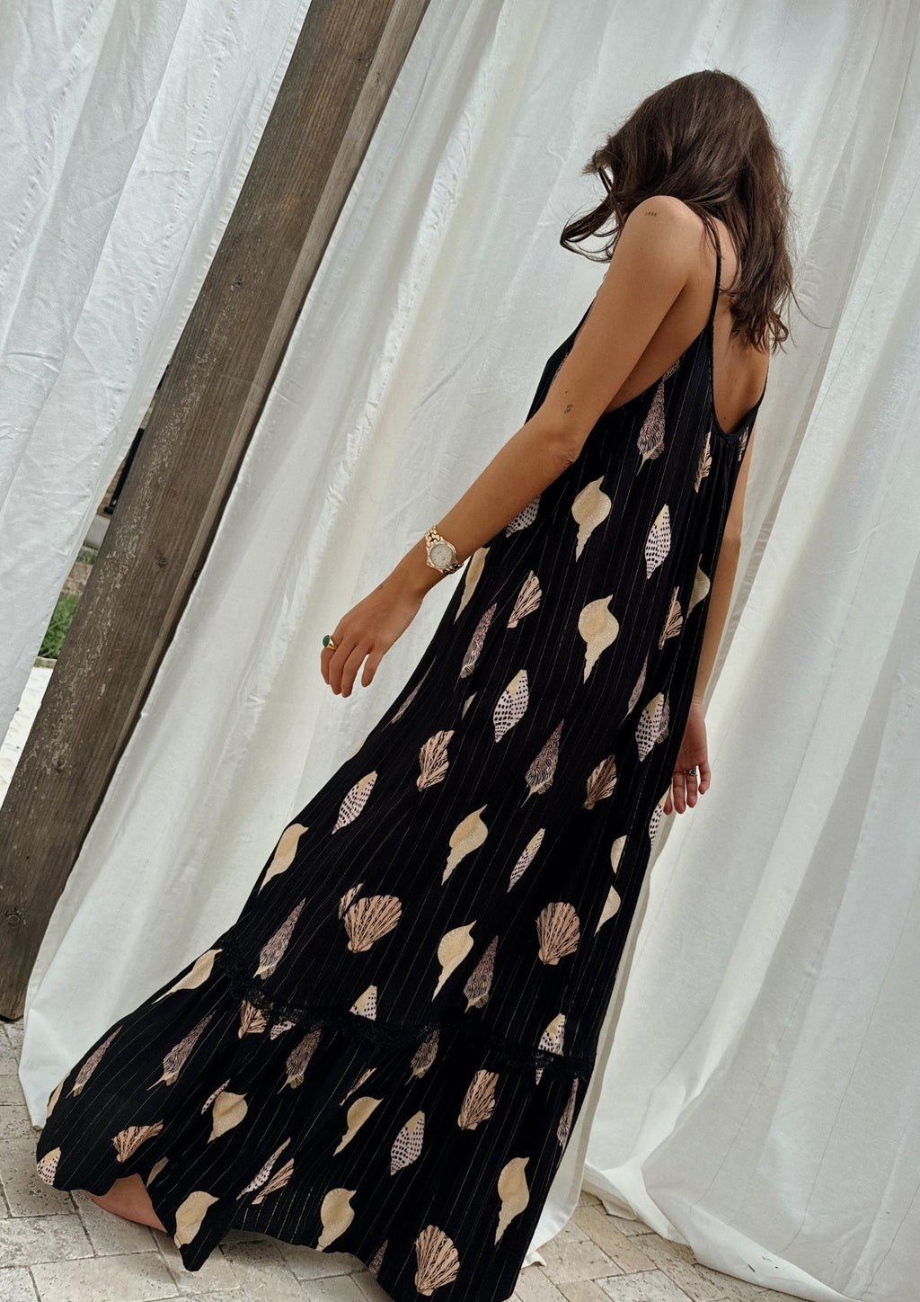 NEVER FULLY DRESSED Black Shells Maxi Dress