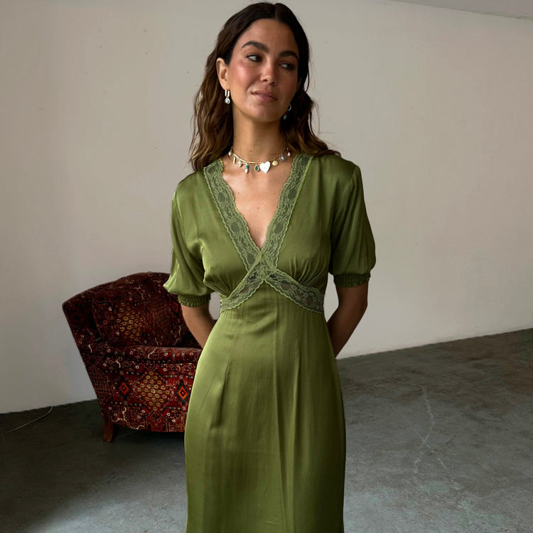 NEVER FULLY DRESSED Olive Lace May Dress
