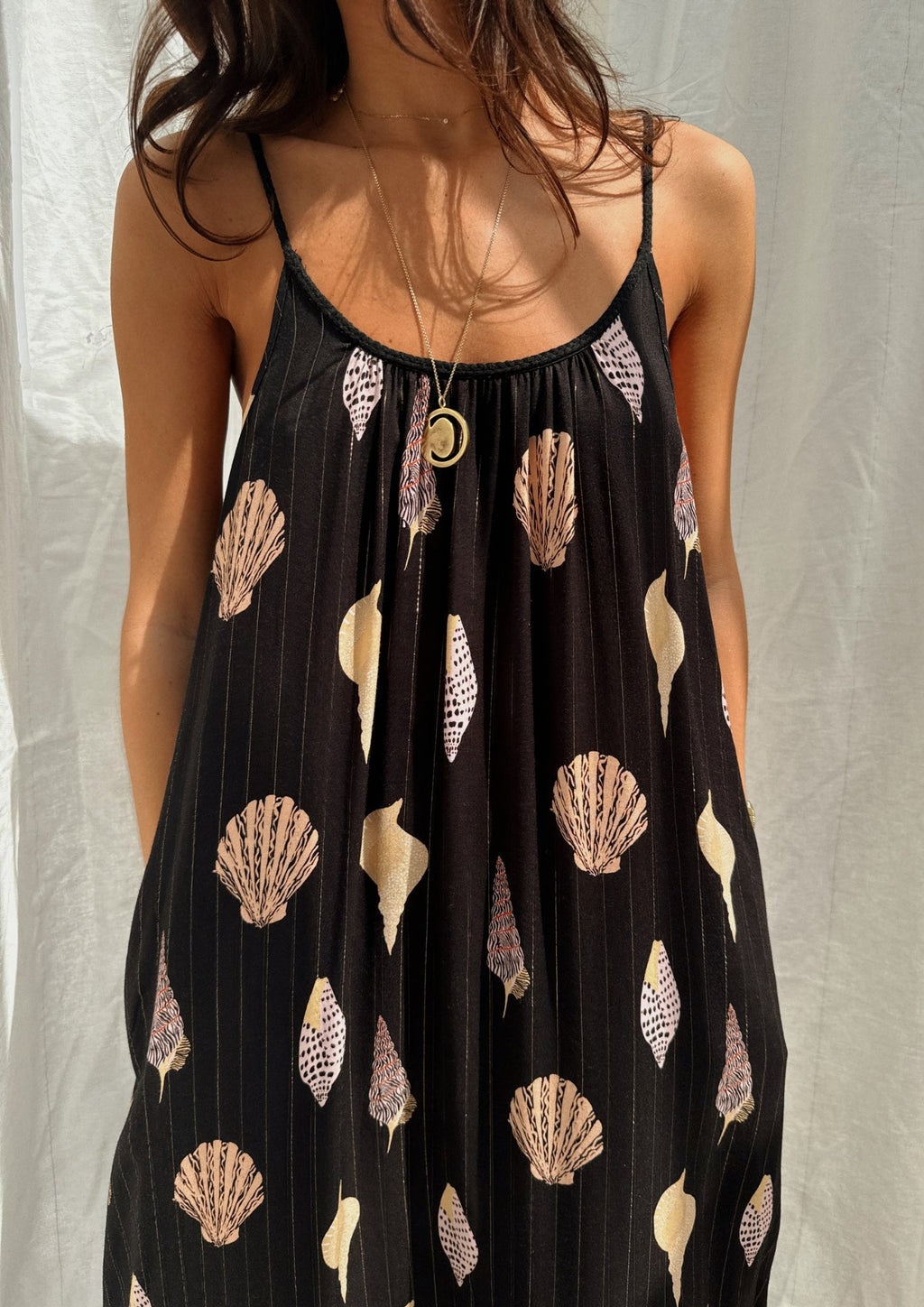 NEVER FULLY DRESSED Black Shells Maxi Dress
