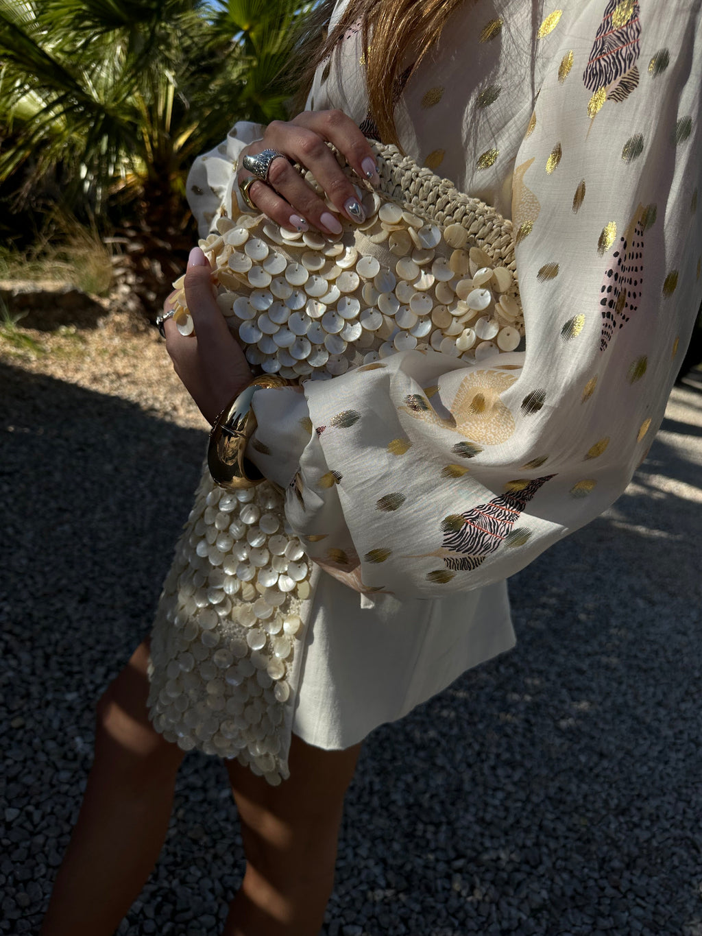 NEVER FULLY DRESSED Shells Miley Shirt With Gold Fleck