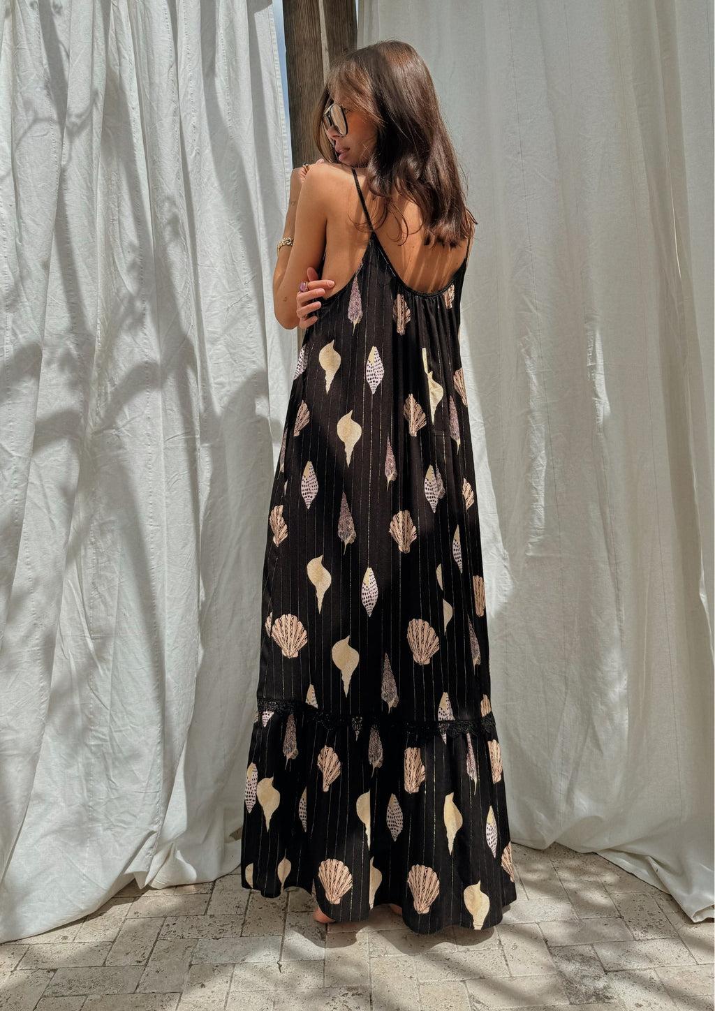 NEVER FULLY DRESSED Black Shells Maxi Dress