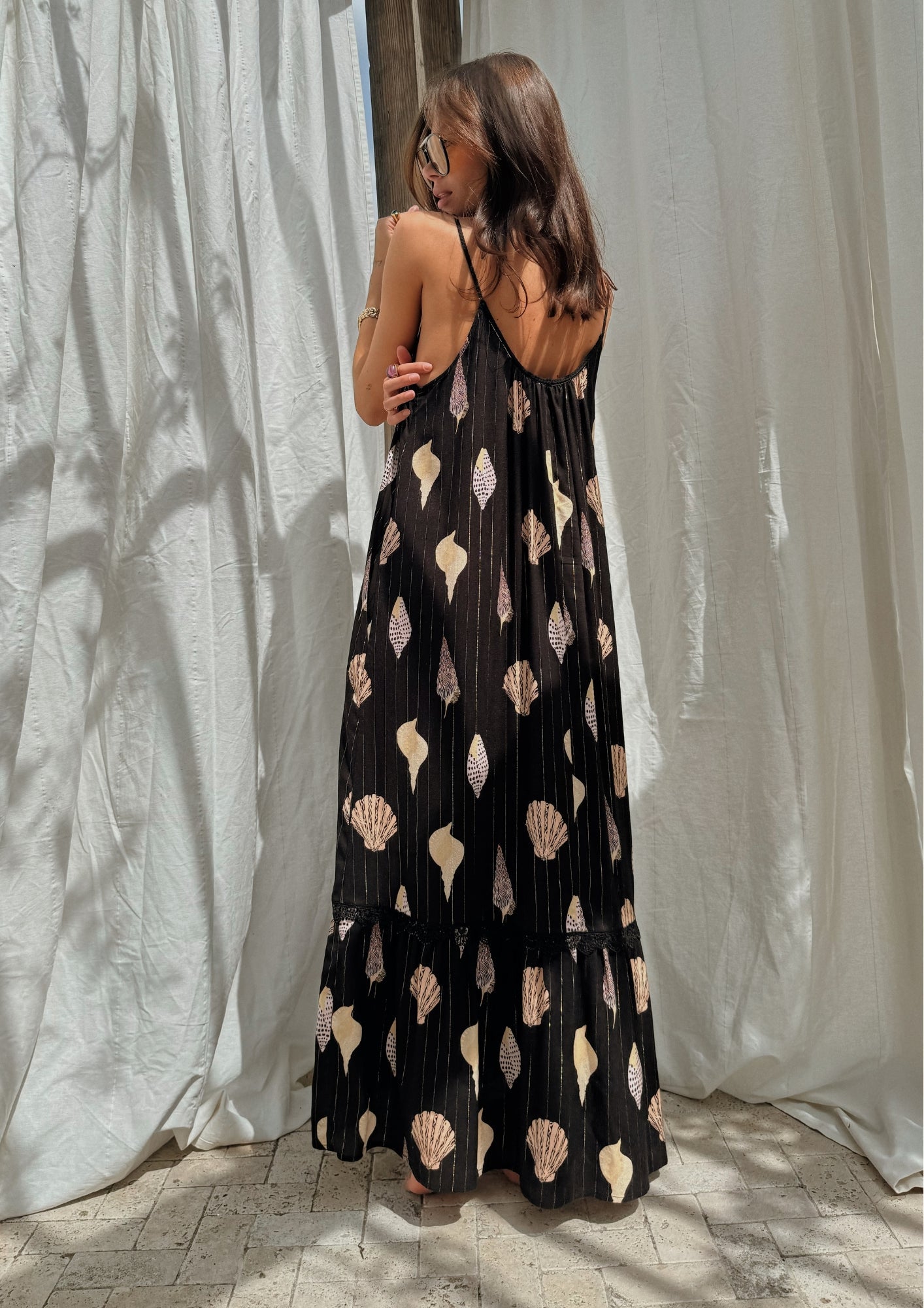 NEVER FULLY DRESSED Black Shells Maxi Dress
