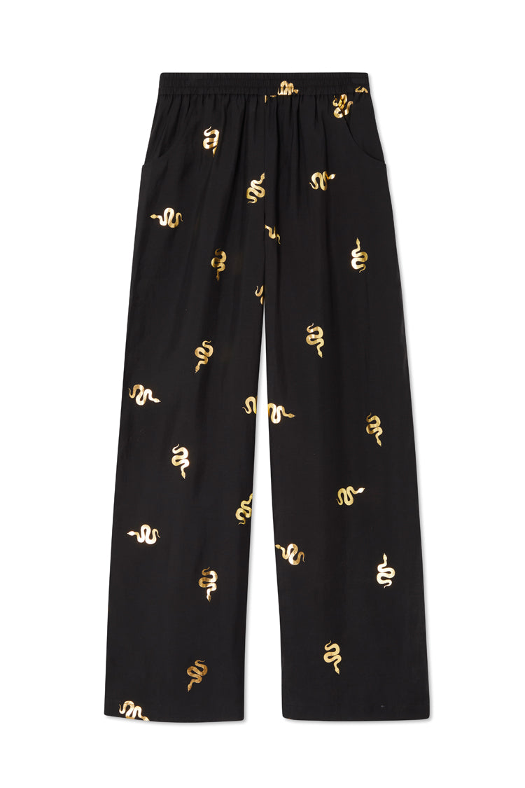 NEVER FULLY DRESSED Black Gold Snake Elissa Trousers Petite
