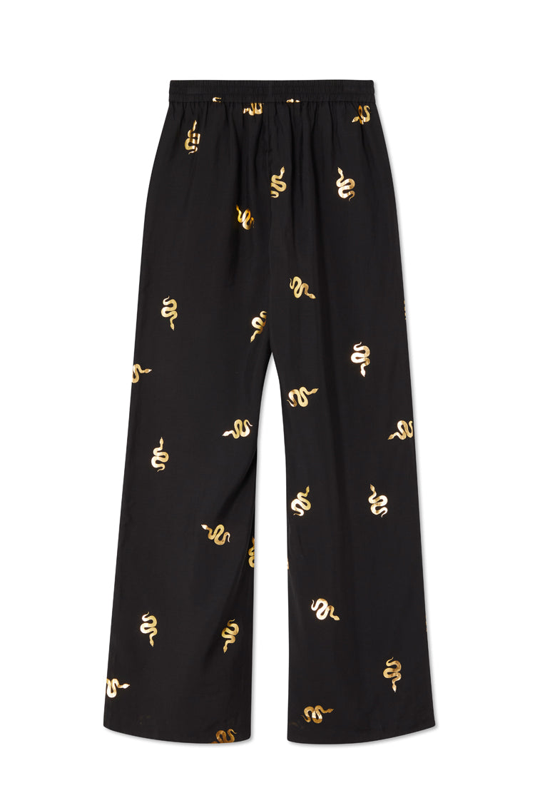 NEVER FULLY DRESSED Black Gold Snake Elissa Trousers Petite