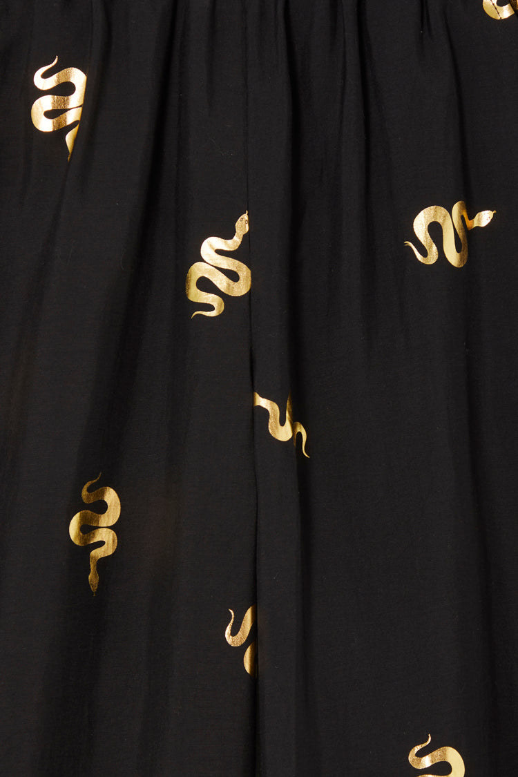 NEVER FULLY DRESSED Black Gold Snake Elissa Trousers Petite