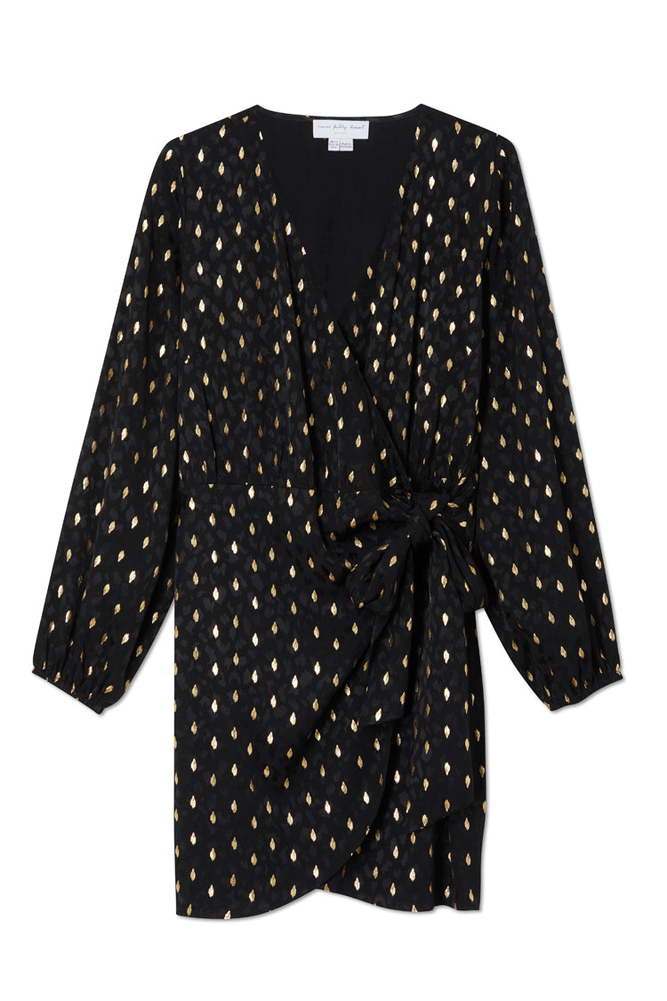 NEVER FULLY DRESSED Black Animal Jacquard Mini Vienna Dress