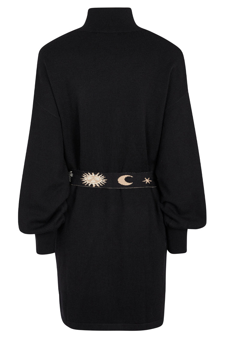  Black Lyon Belted Knit Dress