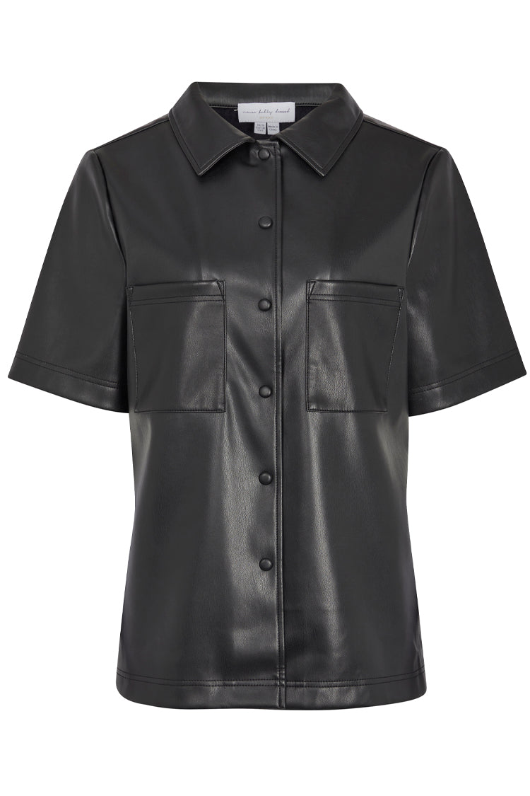  Black Vegan Leather Lizzie Shirt