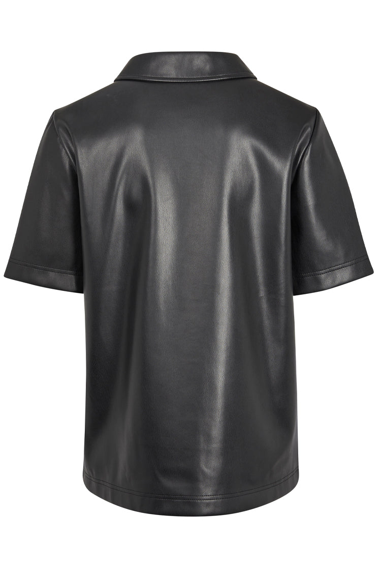 Black Vegan Leather Lizzie Shirt