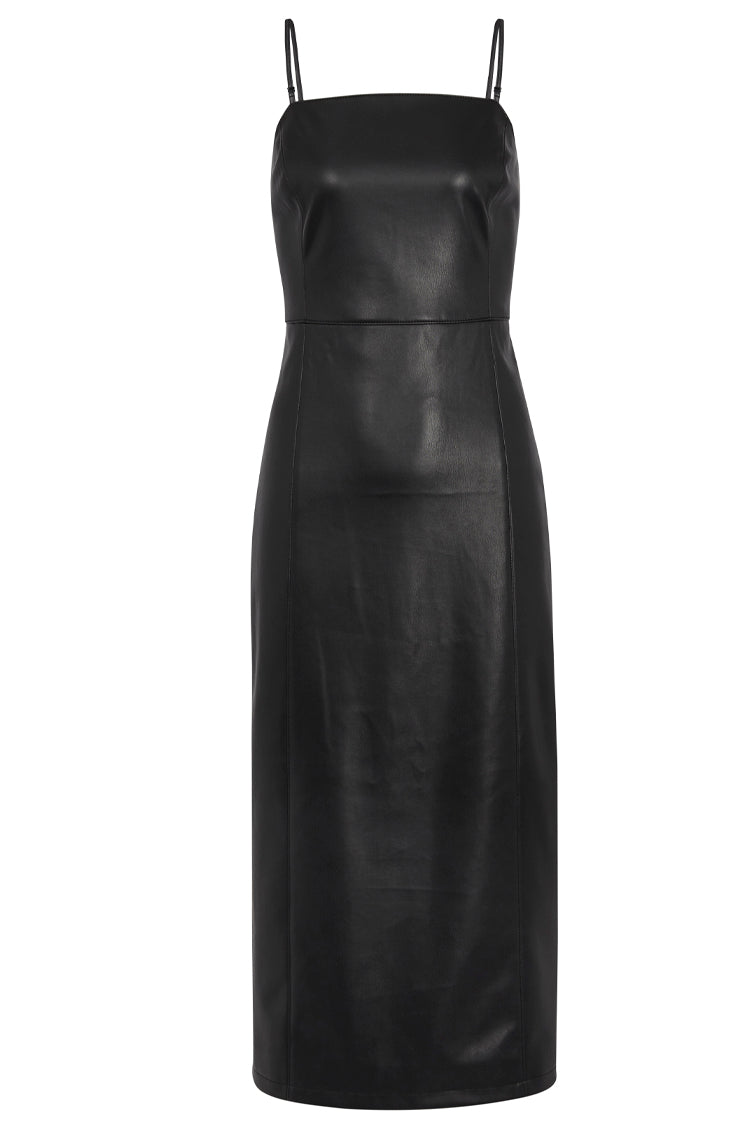  Black Vegan Leather Louise Dress