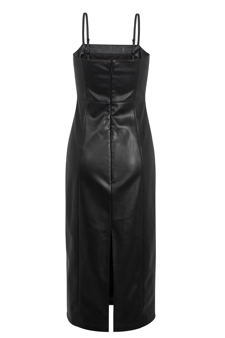  Black Vegan Leather Louise Dress