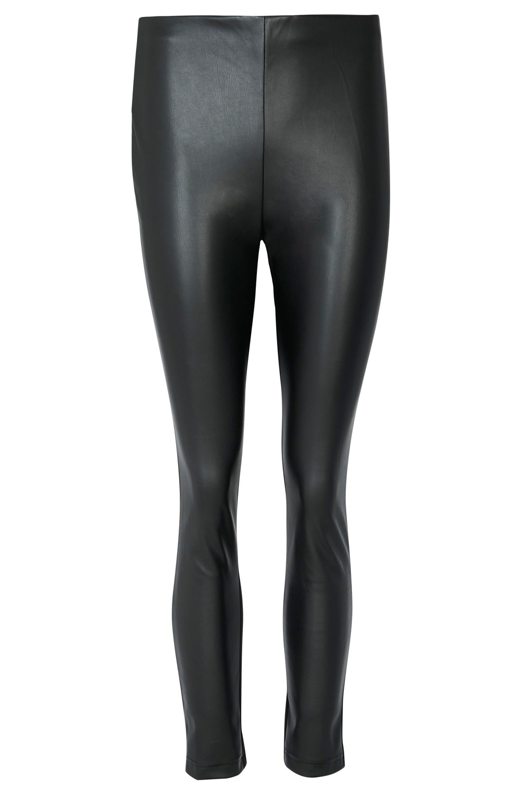  Black Vegan Leather Ponte Leggings