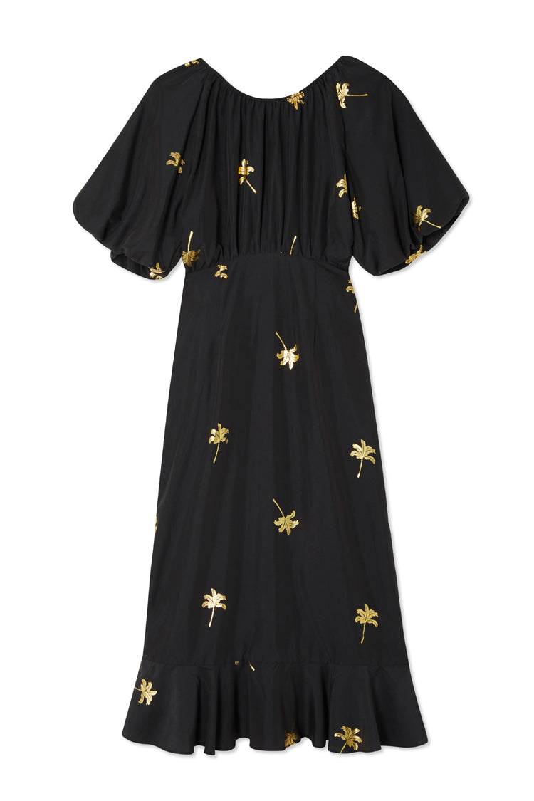 NEVER FULLY DRESSED Black Palm Camilla Wrap Dress