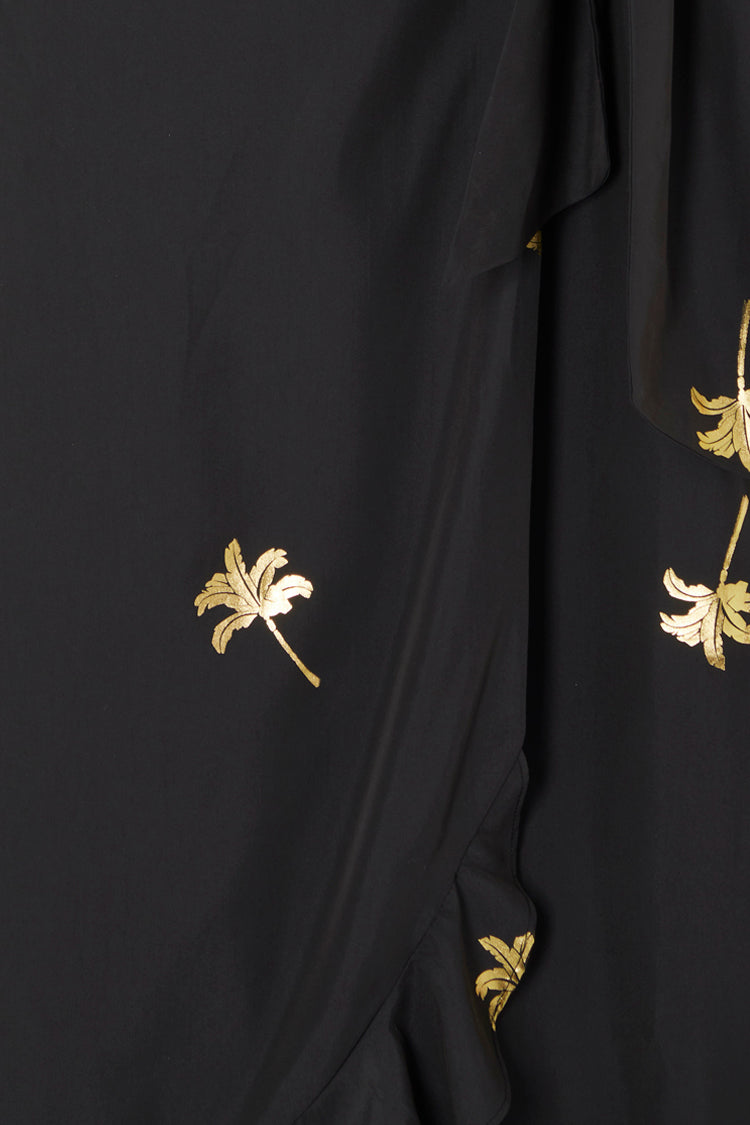 NEVER FULLY DRESSED Black Palm Camilla Wrap Dress