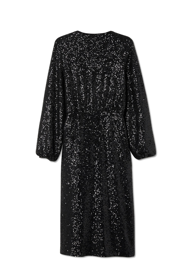 NEVER FULLY DRESSED Black Sequin Vienna Wrap Dress