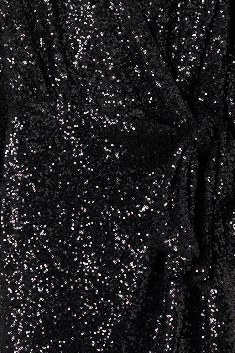 NEVER FULLY DRESSED Black Sequin Vienna Wrap Dress