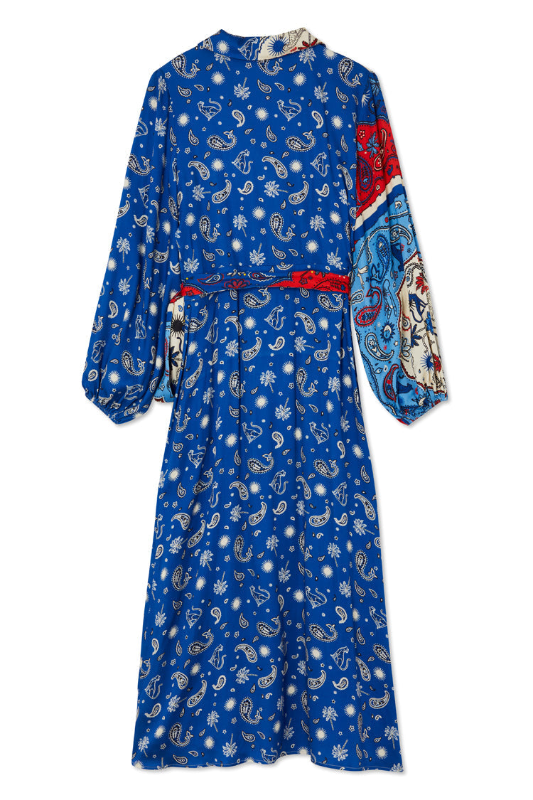 NEVER FULLY DRESSED Blue Bandana Clash Brooklyn Wrap Dress