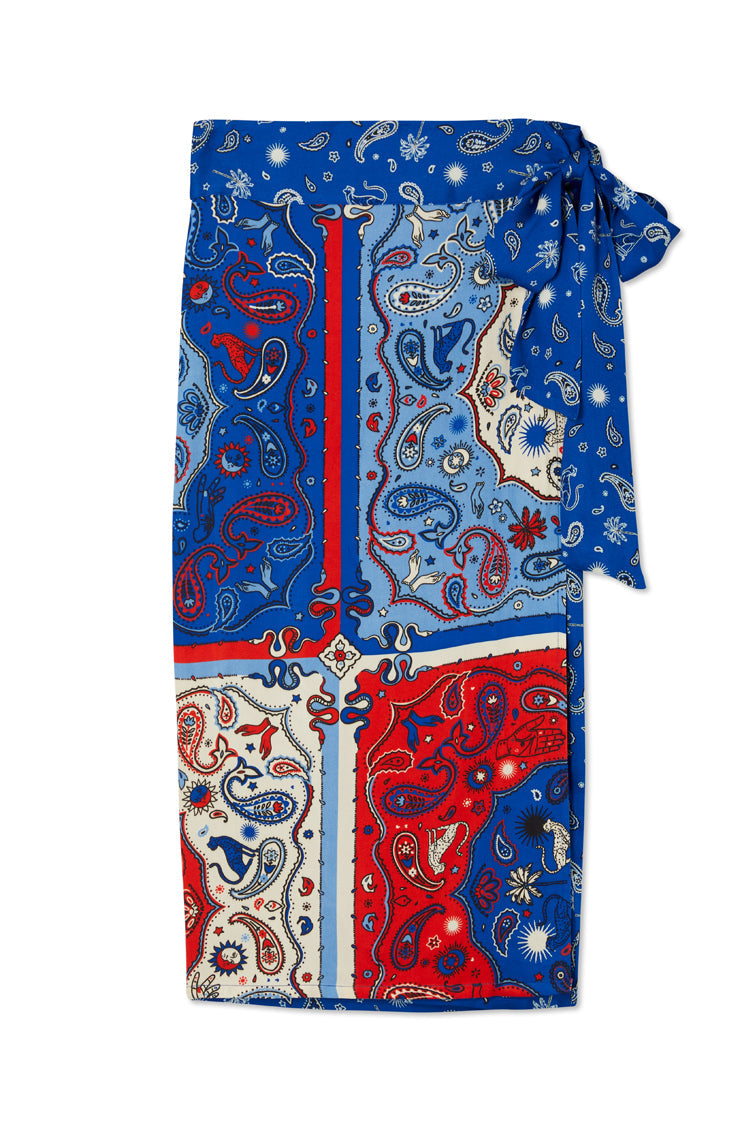  Blue Bandana Clash Jaspre Wrap Skirt