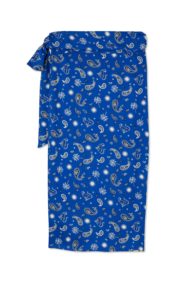  Blue Bandana Clash Jaspre Wrap Skirt