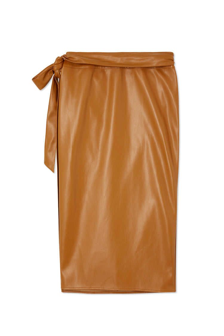 NEVER FULLY DRESSED Camel Vegan Leather Jaspre Skirt
