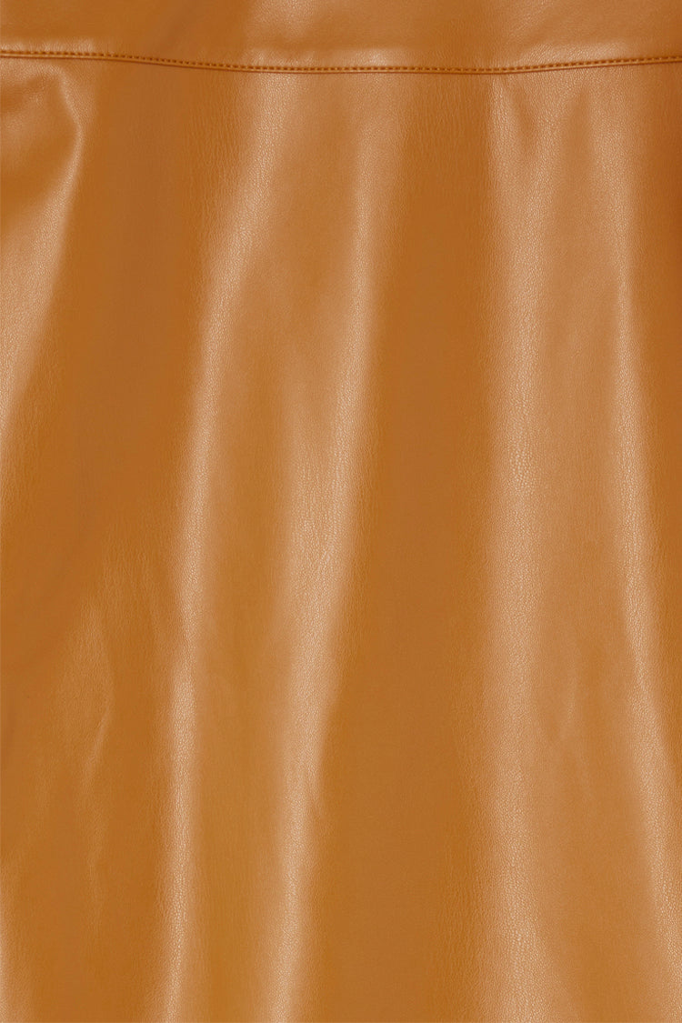 NEVER FULLY DRESSED Camel Vegan Leather Jaspre Skirt