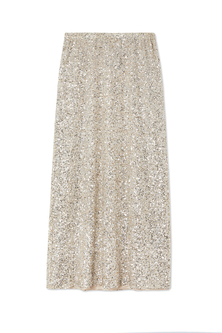 NEVER FULLY DRESSED Silver Sequin Dorris Skirt