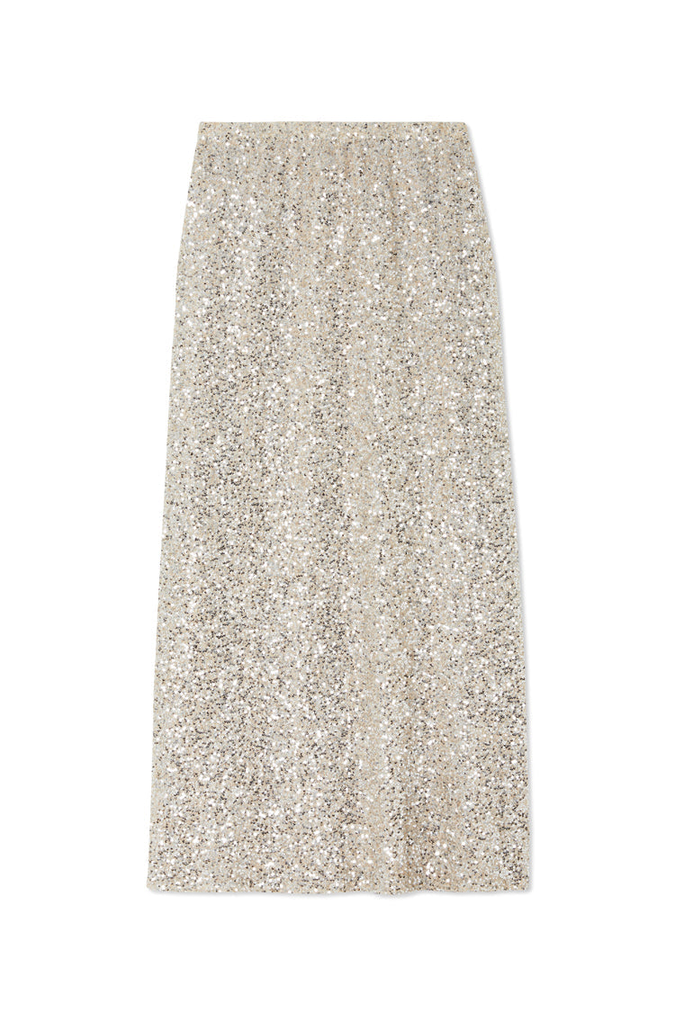 NEVER FULLY DRESSED Silver Sequin Dorris Skirt