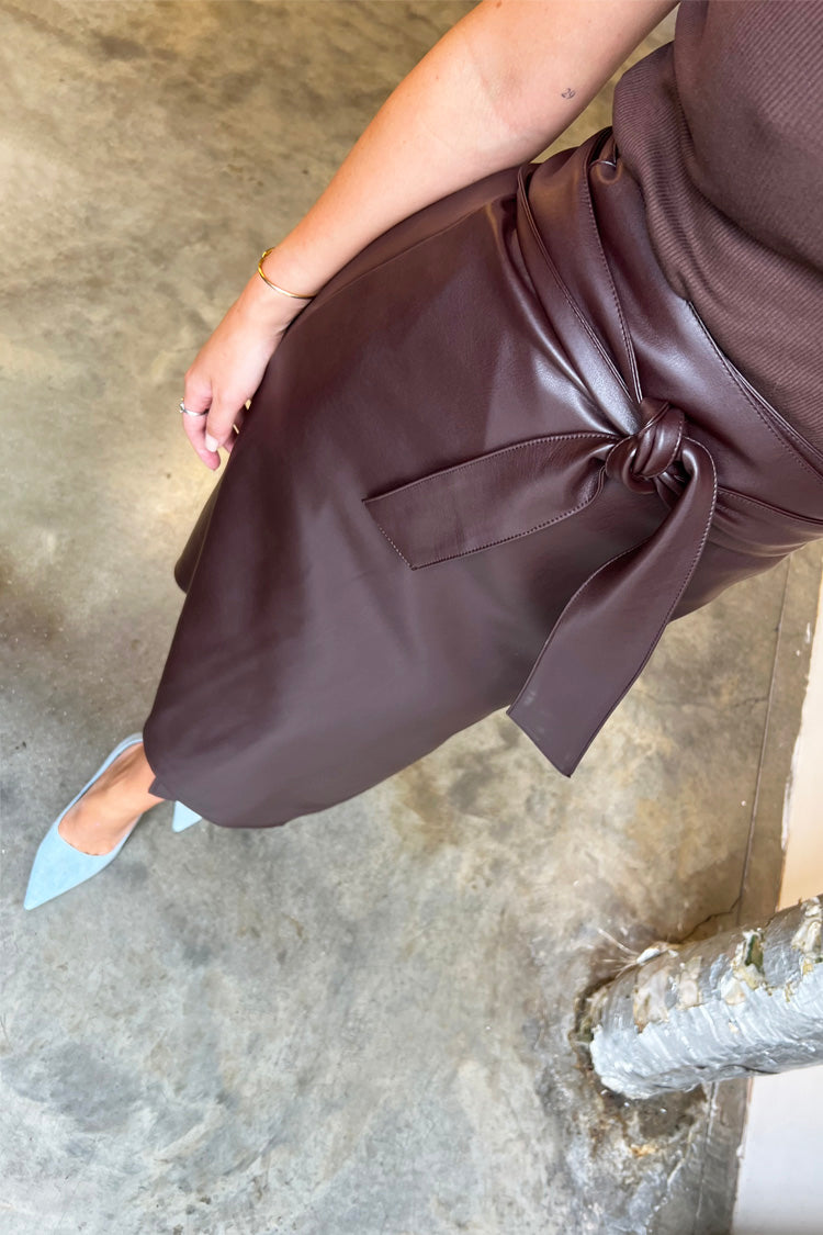 NEVER FULLY DRESSED Chocolate Vegan Leather Jaspre Skirt
