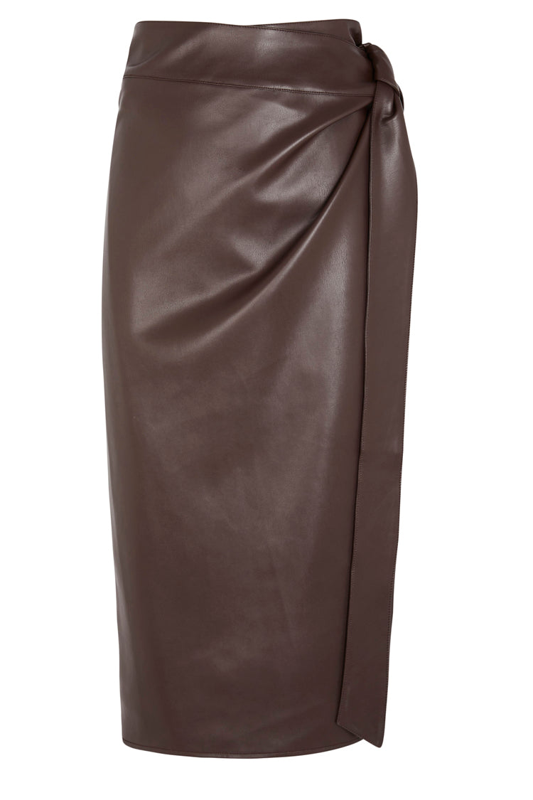 NEVER FULLY DRESSED Chocolate Vegan Leather Jaspre Skirt