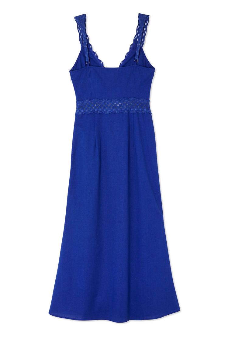 NEVER FULLY DRESSED Blue Linen Blend Mimi Dress Petite