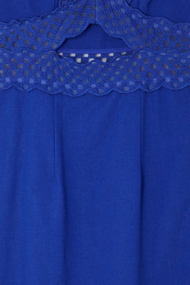 NEVER FULLY DRESSED Blue Linen Blend Mimi Dress Petite