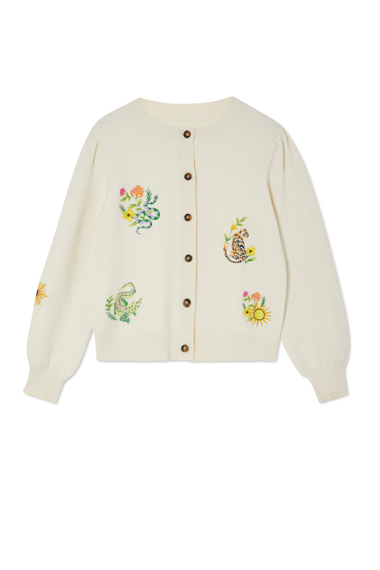 NEVER FULLY DRESSED Cream Mosaic Cardigan
