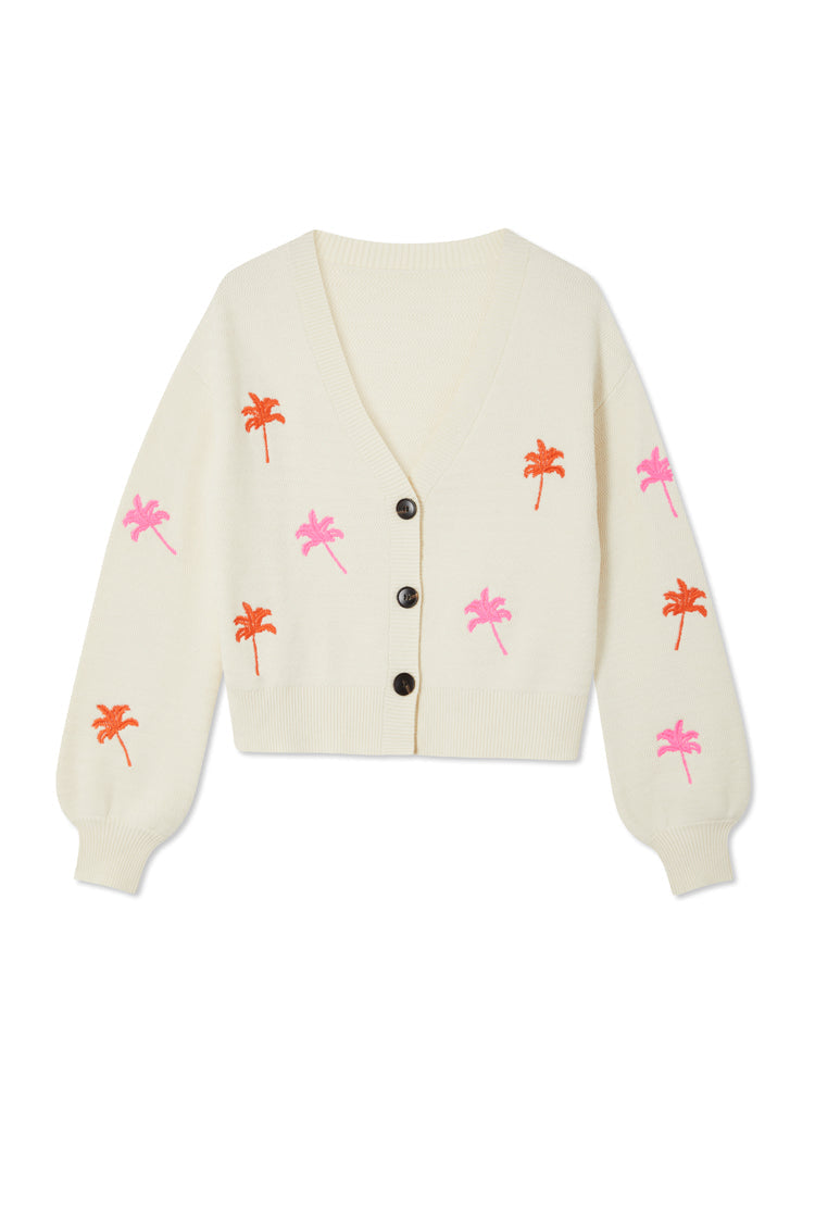 NEVER FULLY DRESSED Cream Cardigan With Embroidered Palm