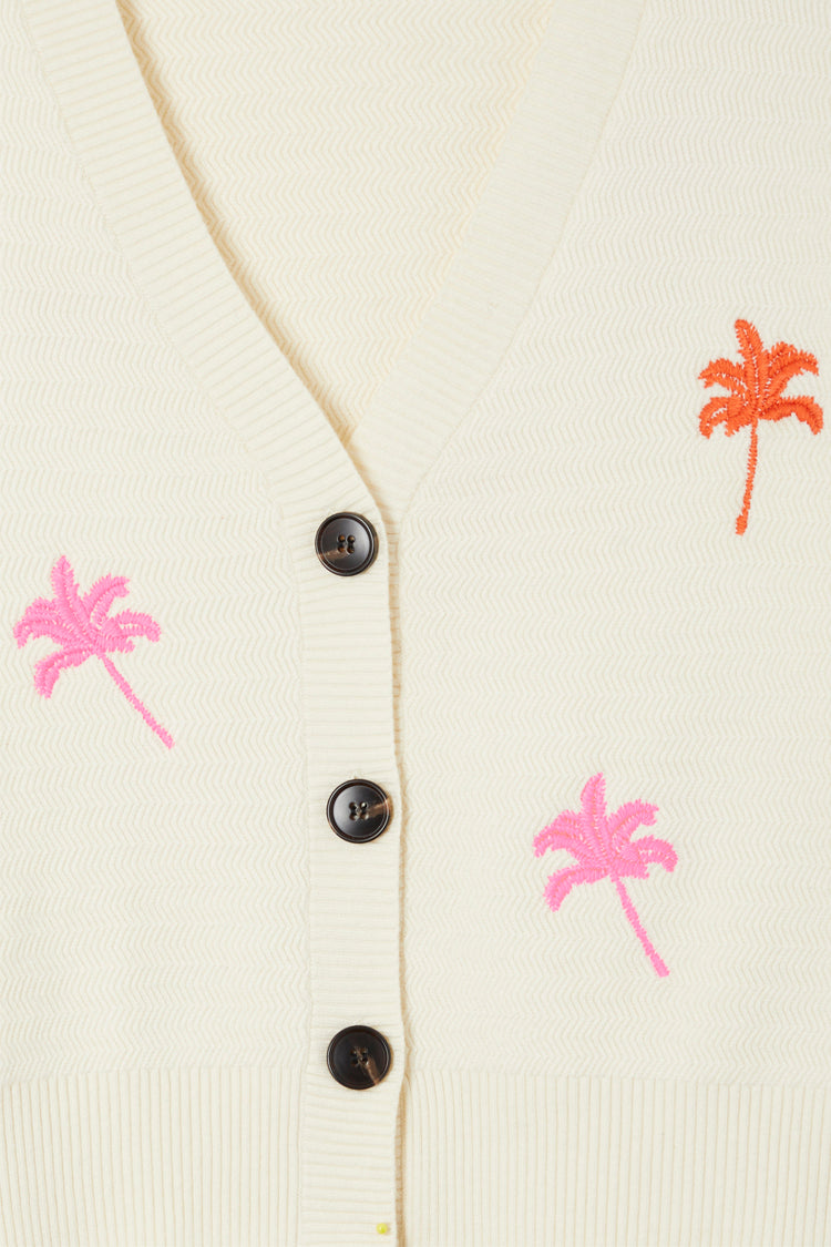 NEVER FULLY DRESSED Cream Cardigan With Embroidered Palm