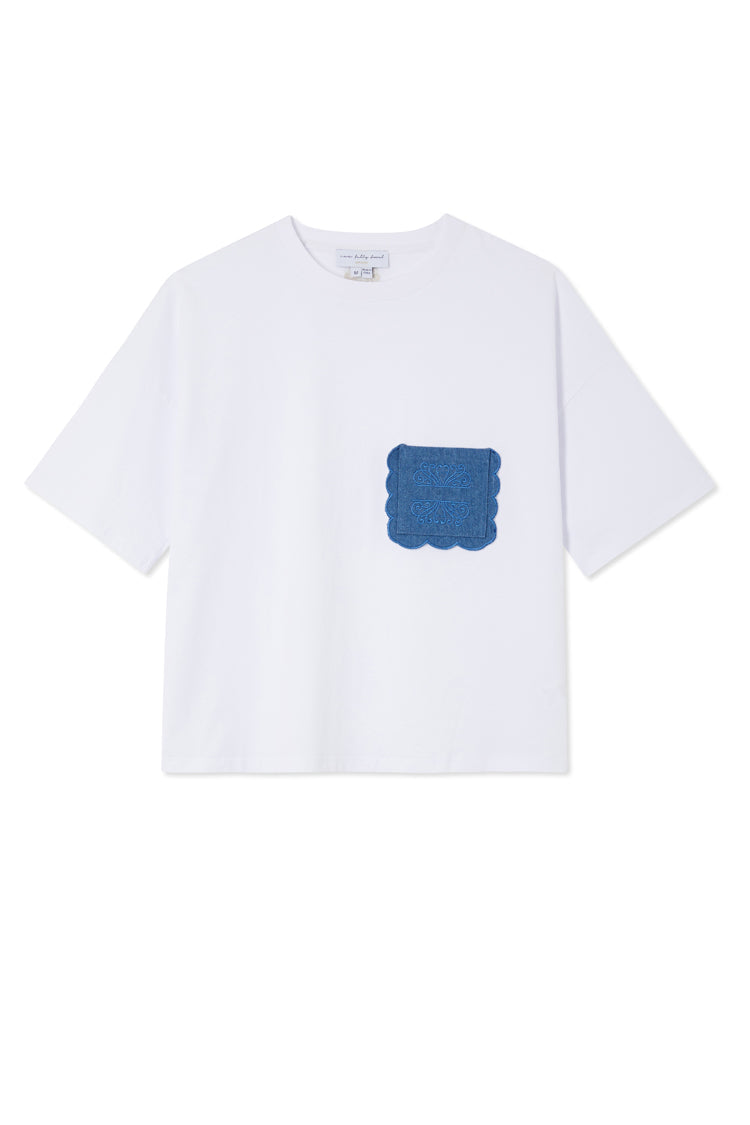 NEVER FULLY DRESSED White Denim Pocket T-shirt