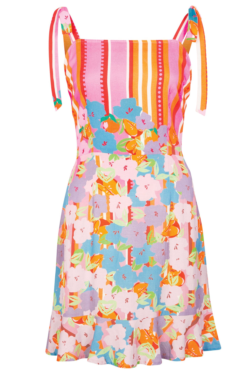  Floral Mykonos Cotton Linen Dress