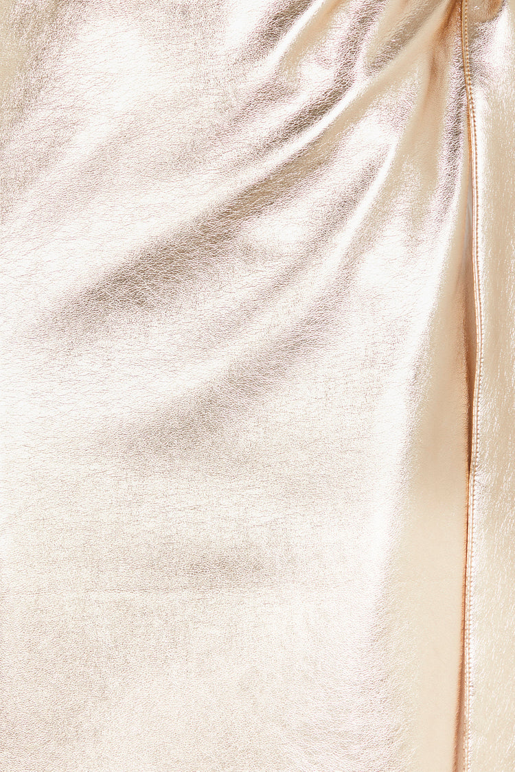 NEVER FULLY DRESSED Gold Vegan Leather Jaspre Skirt