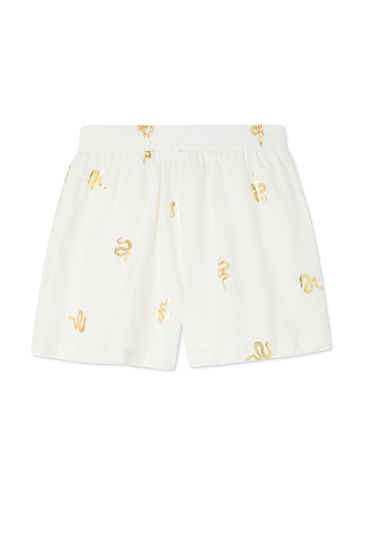 NEVER FULLY DRESSED Gold Snake Elissa Shorts