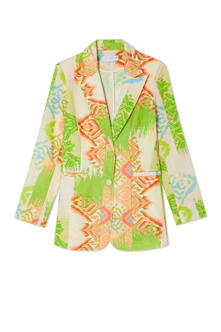 NEVER FULLY DRESSED Green Abstract 22 Blazer Petite