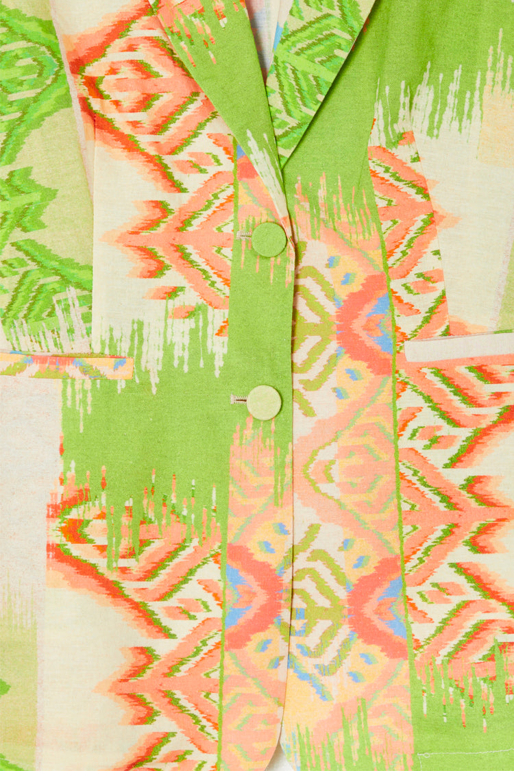 NEVER FULLY DRESSED Green Abstract 22 Blazer Petite