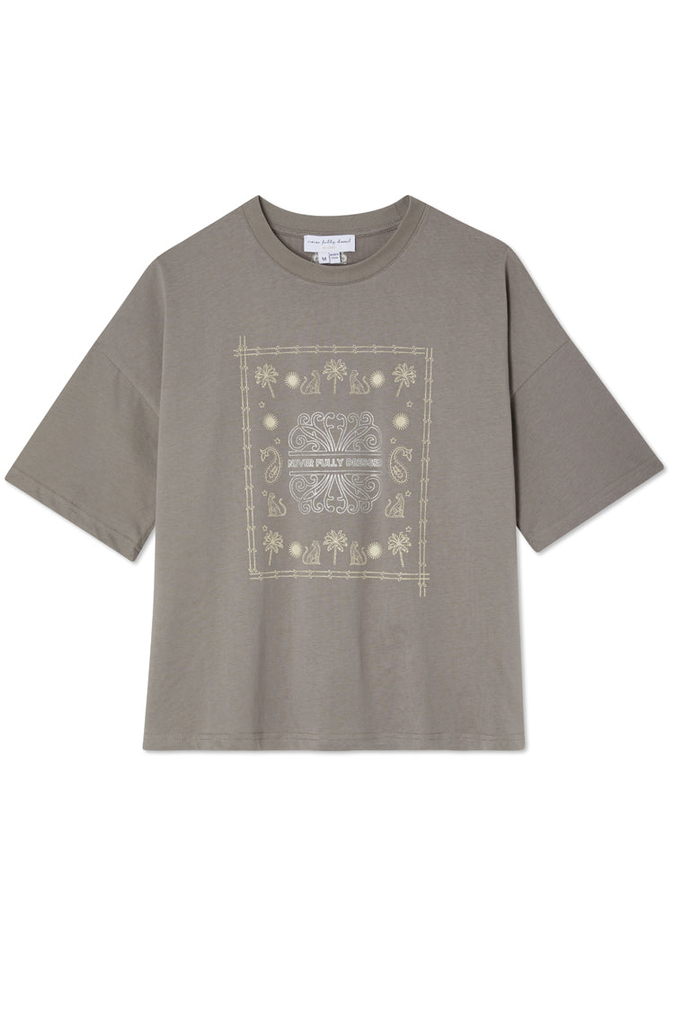NEVER FULLY DRESSED Grey Running Wild Bandana T-Shirt