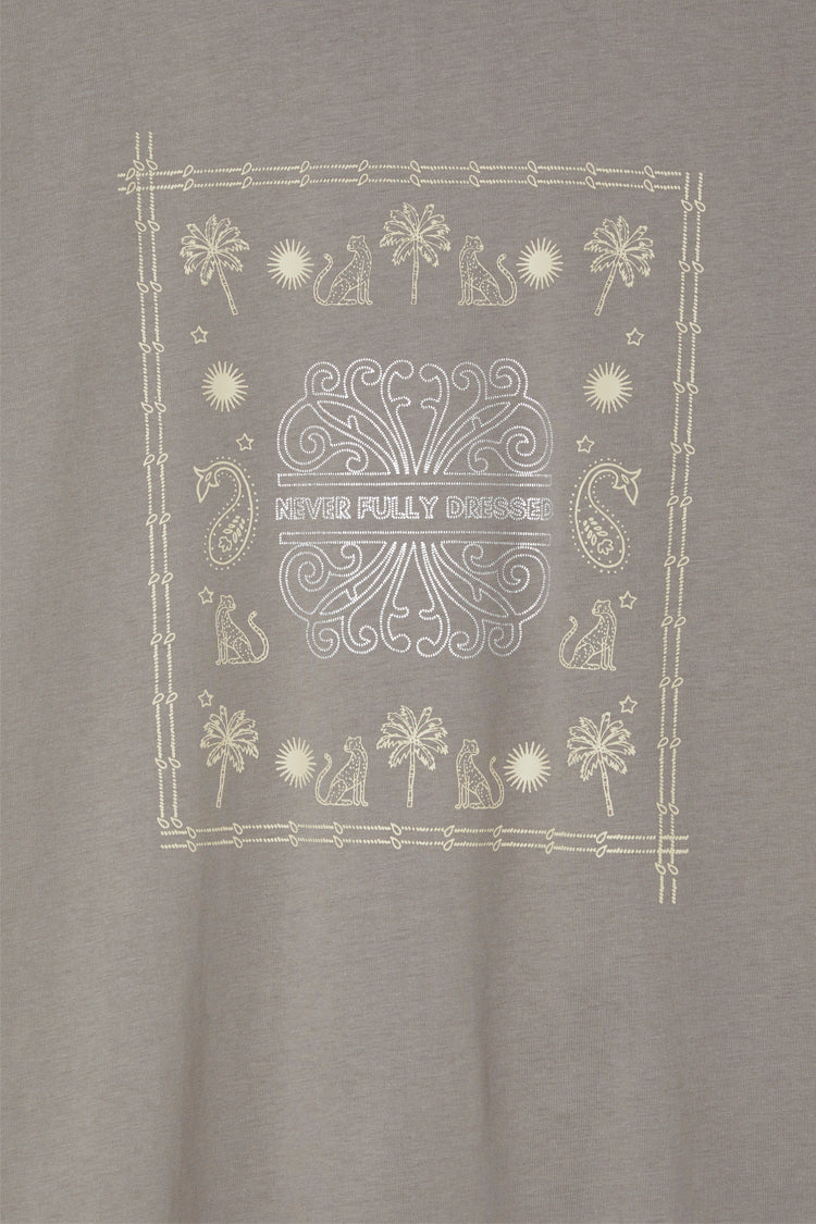 NEVER FULLY DRESSED Grey Running Wild Bandana T-Shirt